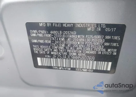 2017 Subaru Forester 2.5I Limited z USA, uszkodzony, nr VIN JF2SJAJC9HH580769